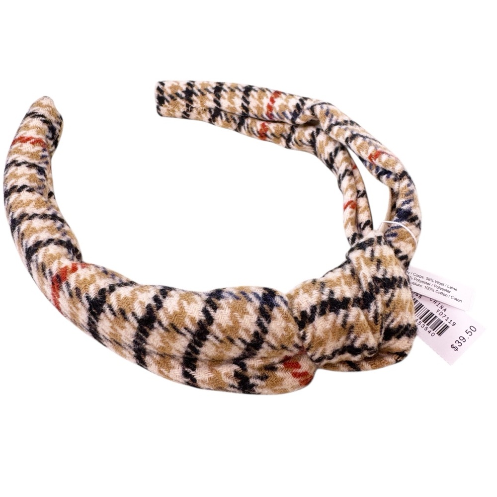 J. CREW Factory NWT Plaid Houndstooth Knotted Headband One Size - Picture 2 of 8